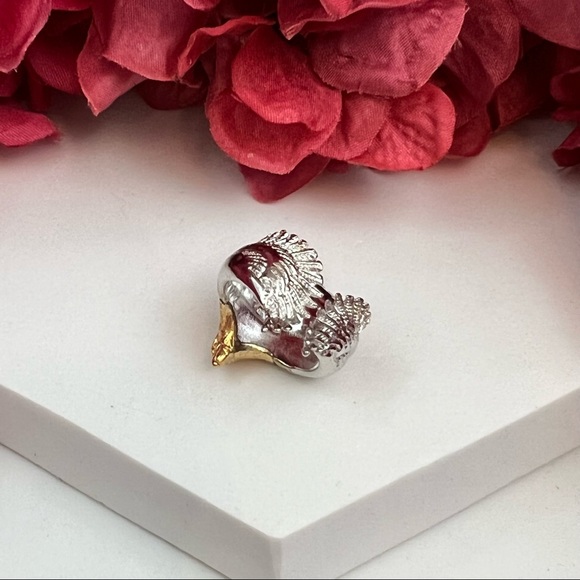 Boho Tribal Gold and Silver Eagle Ring Cuff - Picture 9 of 11